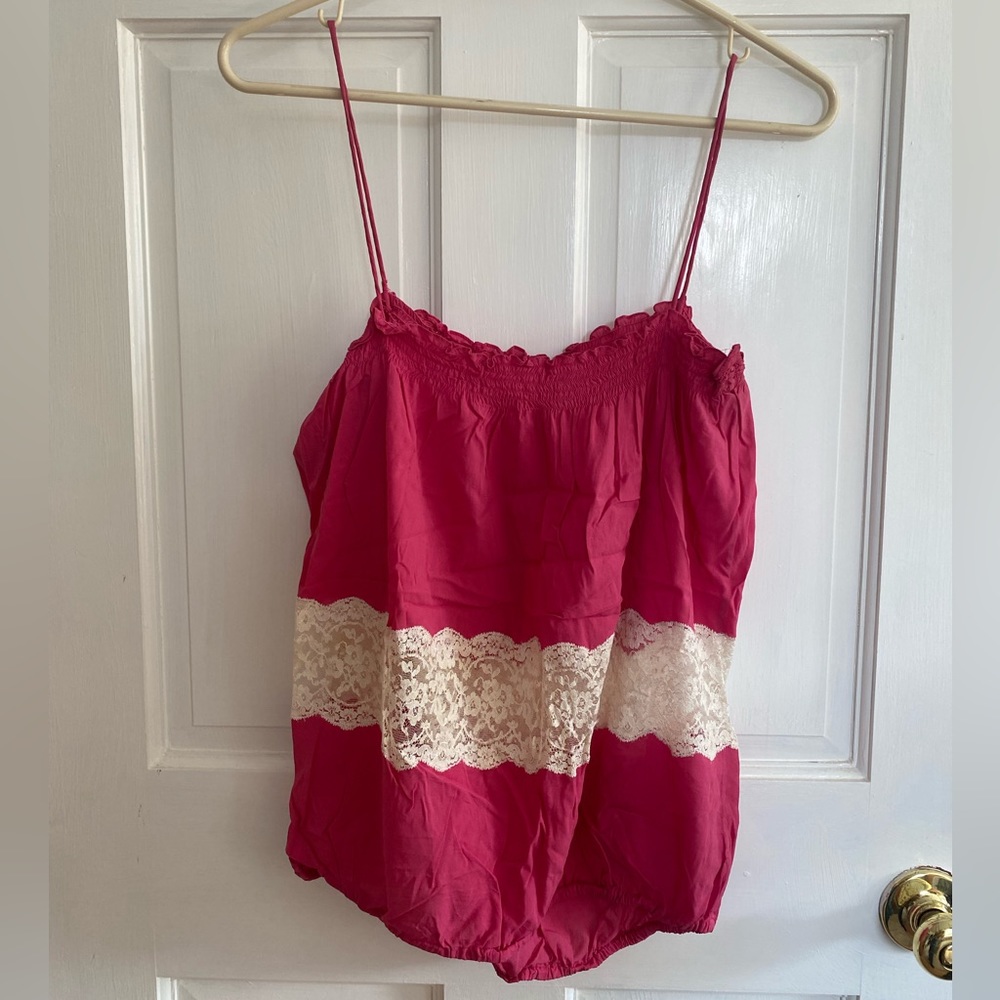 DOLCE + GABBANA PINK SILK + LACE CAMISOLE SZ 42. Made in Italy